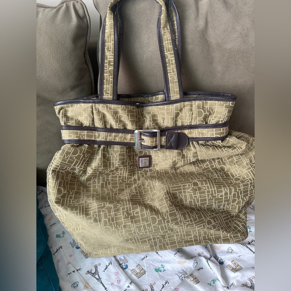 Diane von Furstenberg gold travel tote